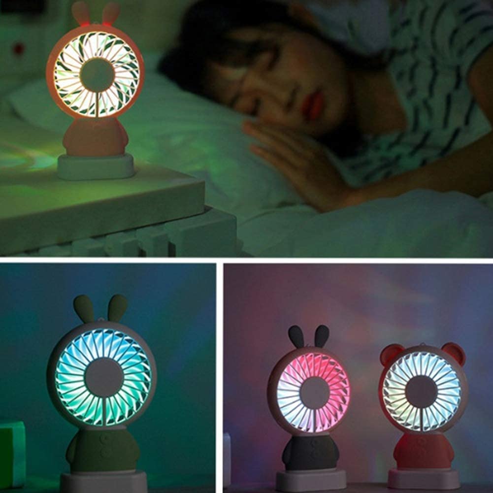 7633 Mini Portable Fan USB Rechargeable Handheld Rabbit Style Color Changing LED Light Pocket Desk Light Fan DeoDap 7633 Mini Portable Fan USB Rechargeable Handheld Rabbit Style Color Changing LED Light Pocket Desk Light Fan DeoDap